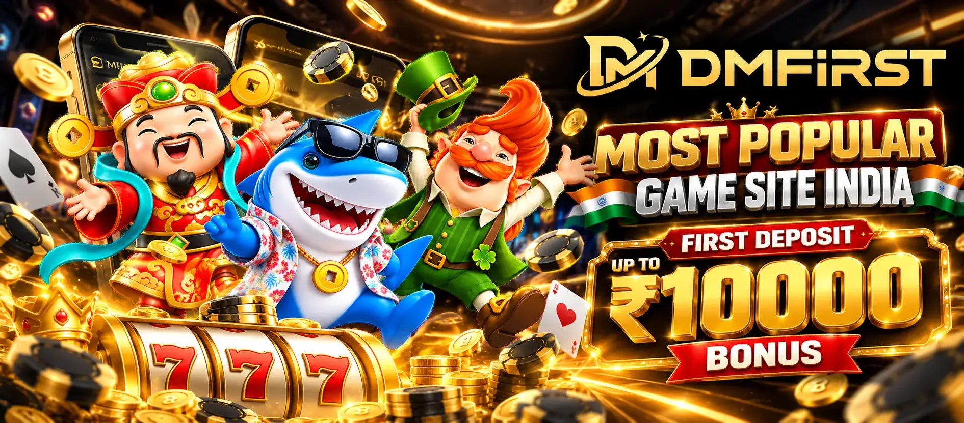 DmFirst — the most popular game site in India. First deposit up to ₹10,000 bonus. Play Aviator, slots and fishing for real cash.